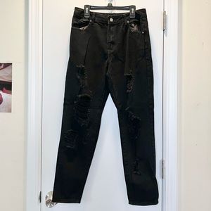 Pretty Little Thing Petite High Waisted Ripped Jeans